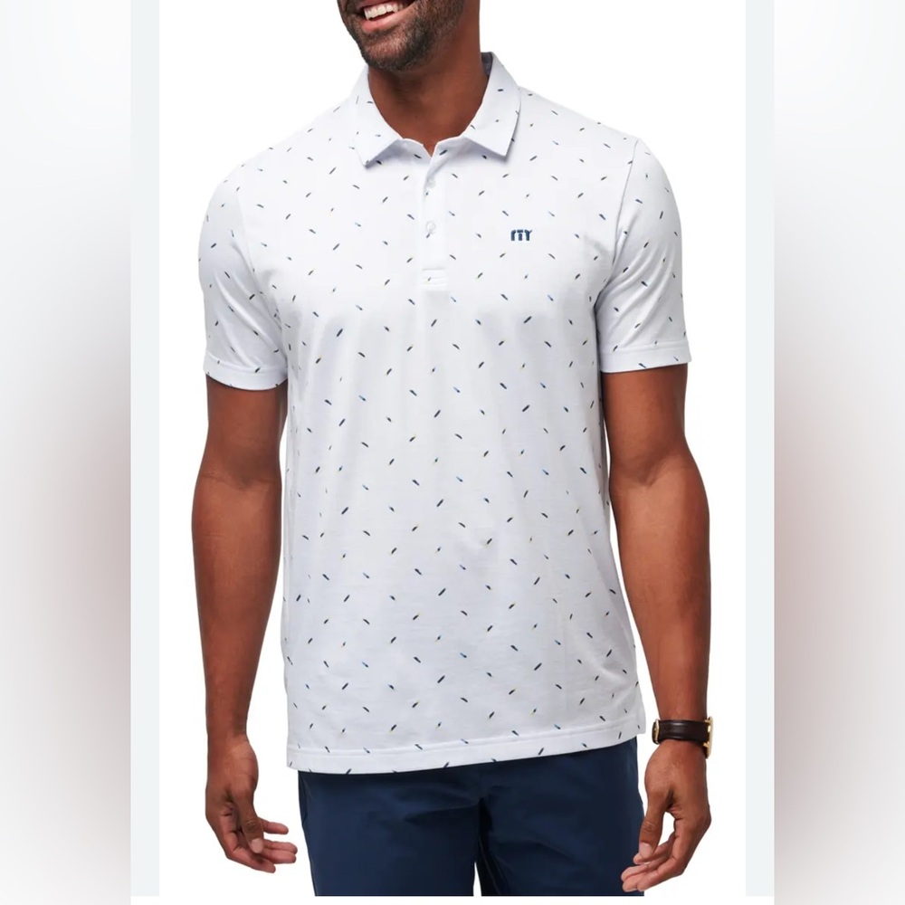 TravisMathew Sun Dip golf polo shirt in white. SIZE 2XL NWOT